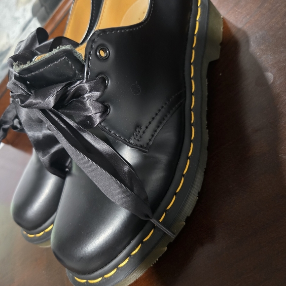 Dr. Martens Black  Dress Shoes with Yellow Stitching - Picture 1 of 10